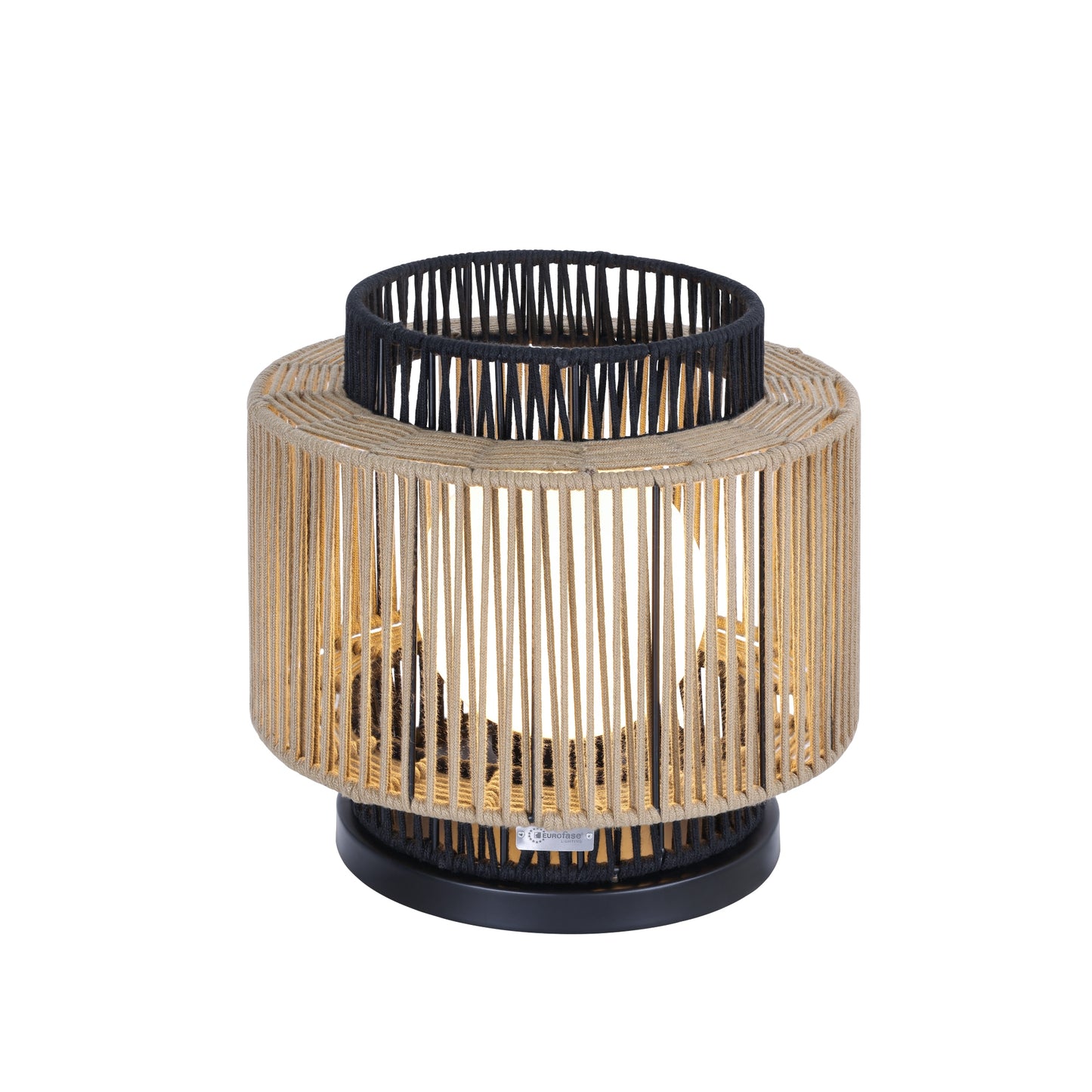 Eurofase Lighting Aden 17" 1-Light Brown Rope Shade Matte Black Pet Weave Portable Outdoor Light