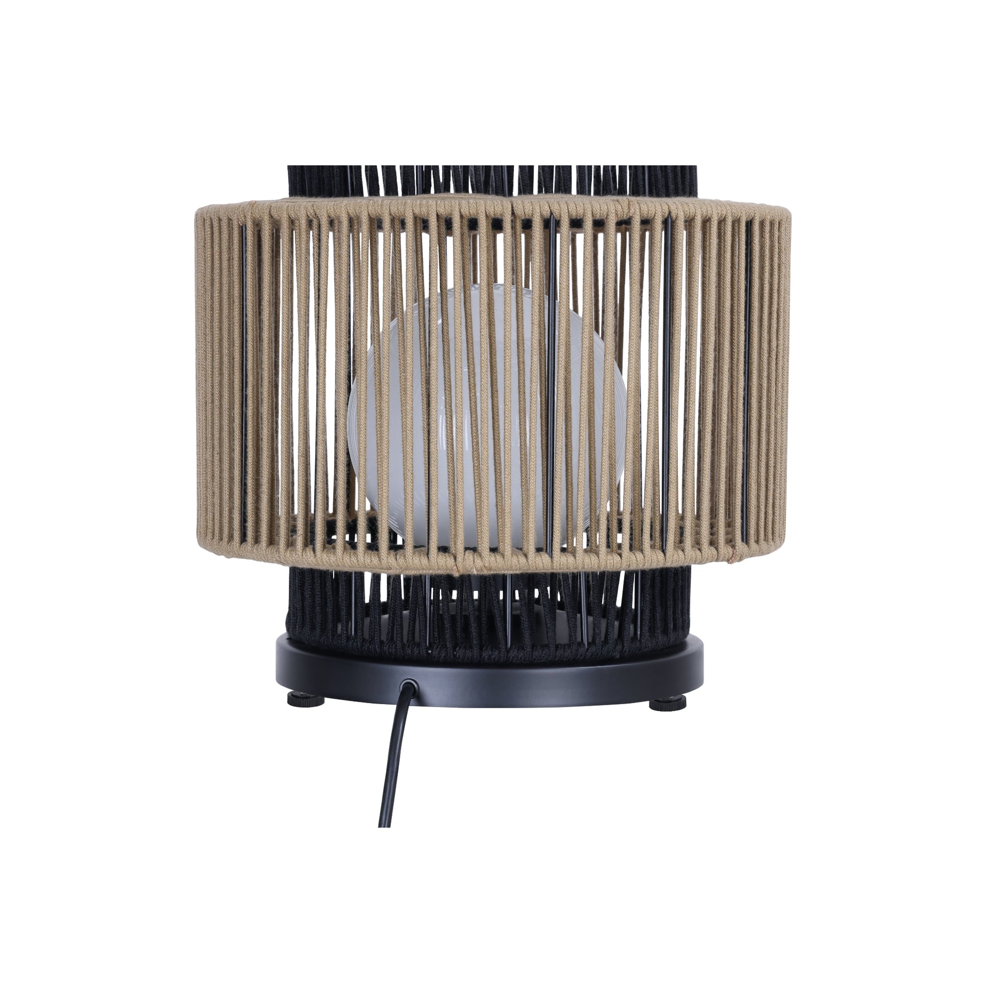 Eurofase Lighting Aden 17" 1-Light Brown Rope Shade Matte Black Pet Weave Portable Outdoor Light