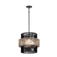 Eurofase Lighting Aden 22" 1-Light Gray Rope Shade Matte Black Pet Weave Outdoor Pendant Light