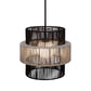 Eurofase Lighting Aden 22" 1-Light Gray Rope Shade Matte Black Pet Weave Outdoor Pendant Light