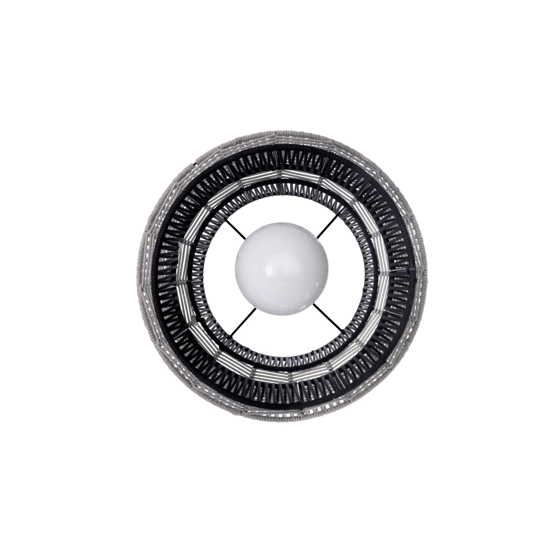 Eurofase Lighting Aden 22" 1-Light Gray Rope Shade Matte Black Pet Weave Outdoor Pendant Light