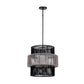 Eurofase Lighting Aden 22" 1-Light Gray Rope Shade Matte Black Pet Weave Outdoor Pendant Light