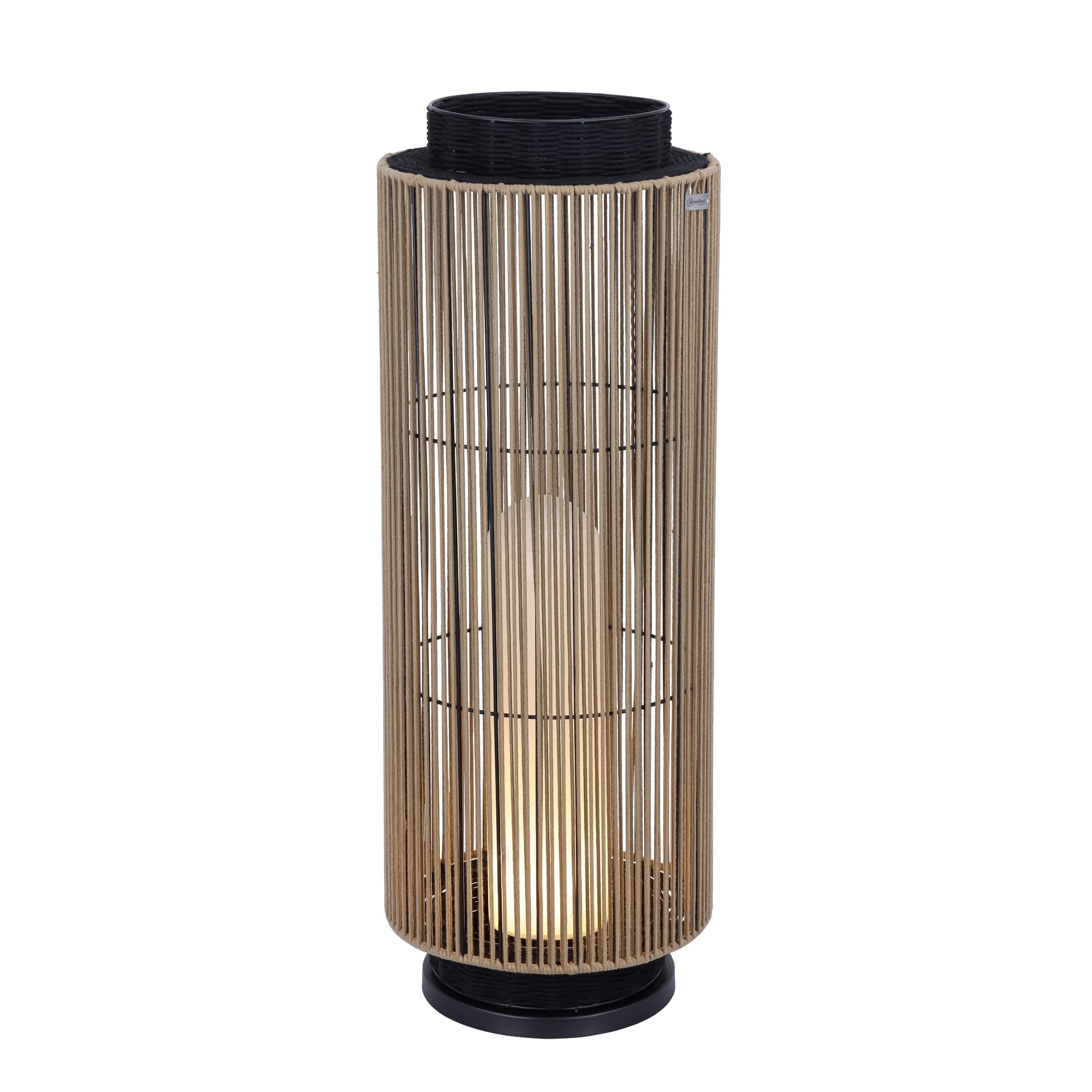 Eurofase Lighting Aden 46" 1-Light Brown Rope Shade Matte Black Pet Weave Portable Outdoor Light