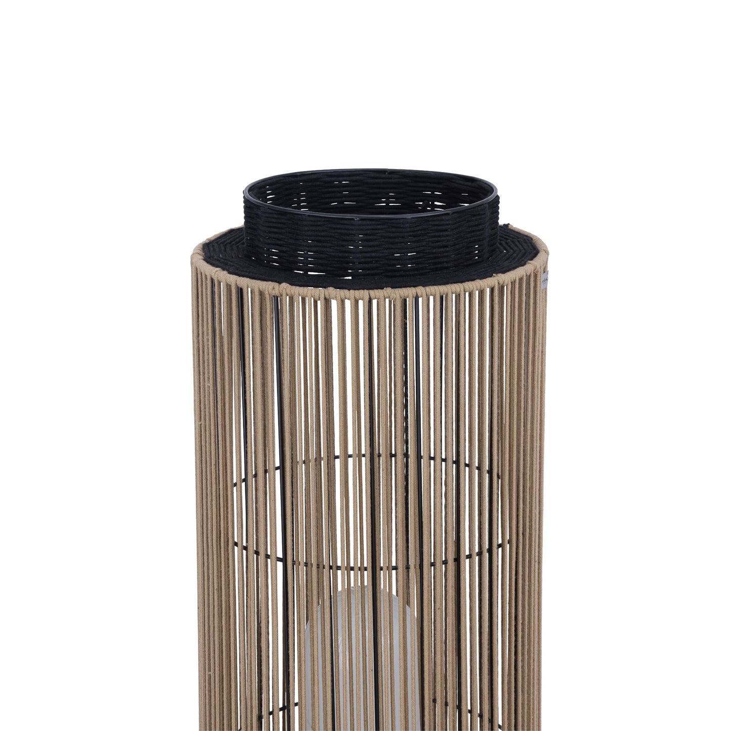 Eurofase Lighting Aden 46" 1-Light Brown Rope Shade Matte Black Pet Weave Portable Outdoor Light