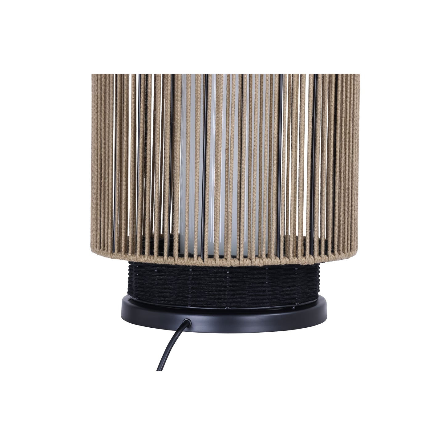 Eurofase Lighting Aden 46" 1-Light Brown Rope Shade Matte Black Pet Weave Portable Outdoor Light