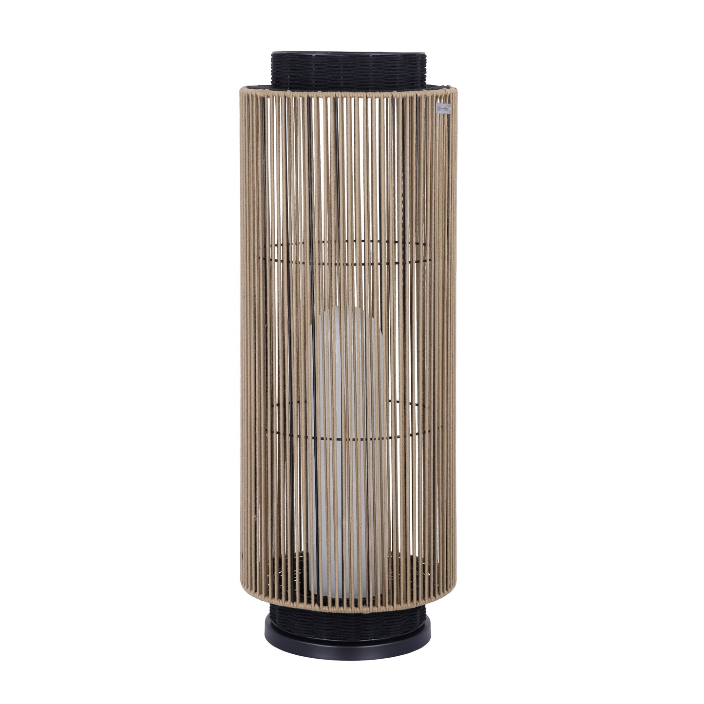 Eurofase Lighting Aden 46" 1-Light Brown Rope Shade Matte Black Pet Weave Portable Outdoor Light