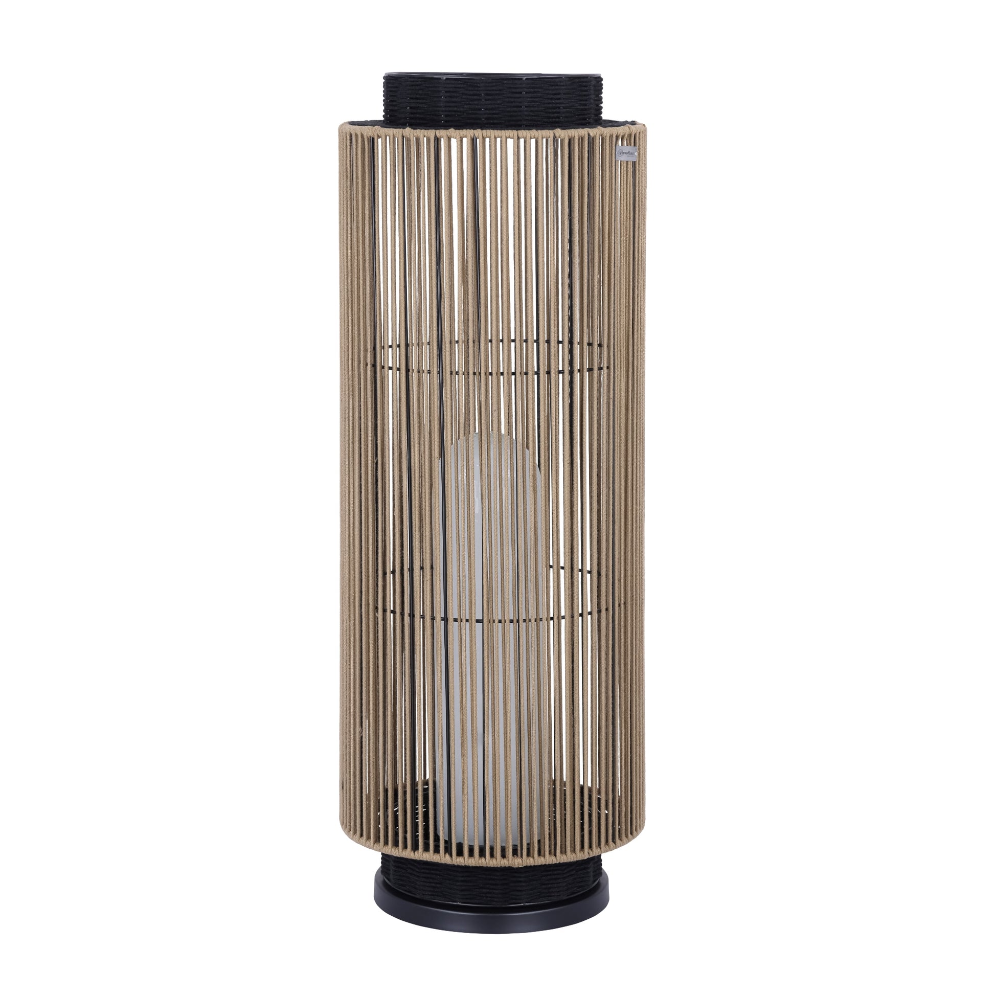 Eurofase Lighting Aden 46" 1-Light Brown Rope Shade Matte Black Pet Weave Portable Outdoor Light