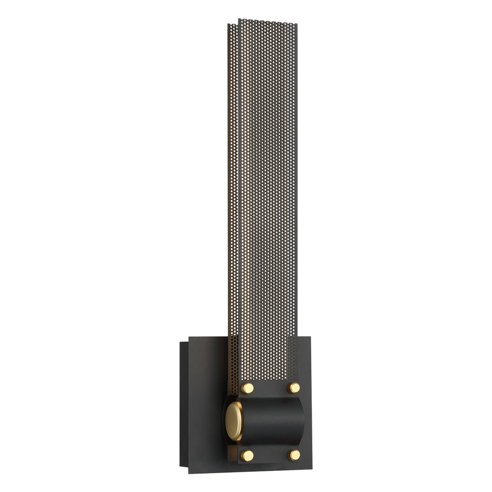 Eurofase Lighting Admiral 16" Rectangular Matte Black/Gold Metal Dimmable Integrated LED Wall Sconce With Soft White Acrylic Shade