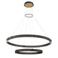 Eurofase Lighting Admiral 48" 2-Tier Medium Round Matte Black/Gold Metal Dimmable Integrated LED Chandelier With Soft White Acrylic Shade