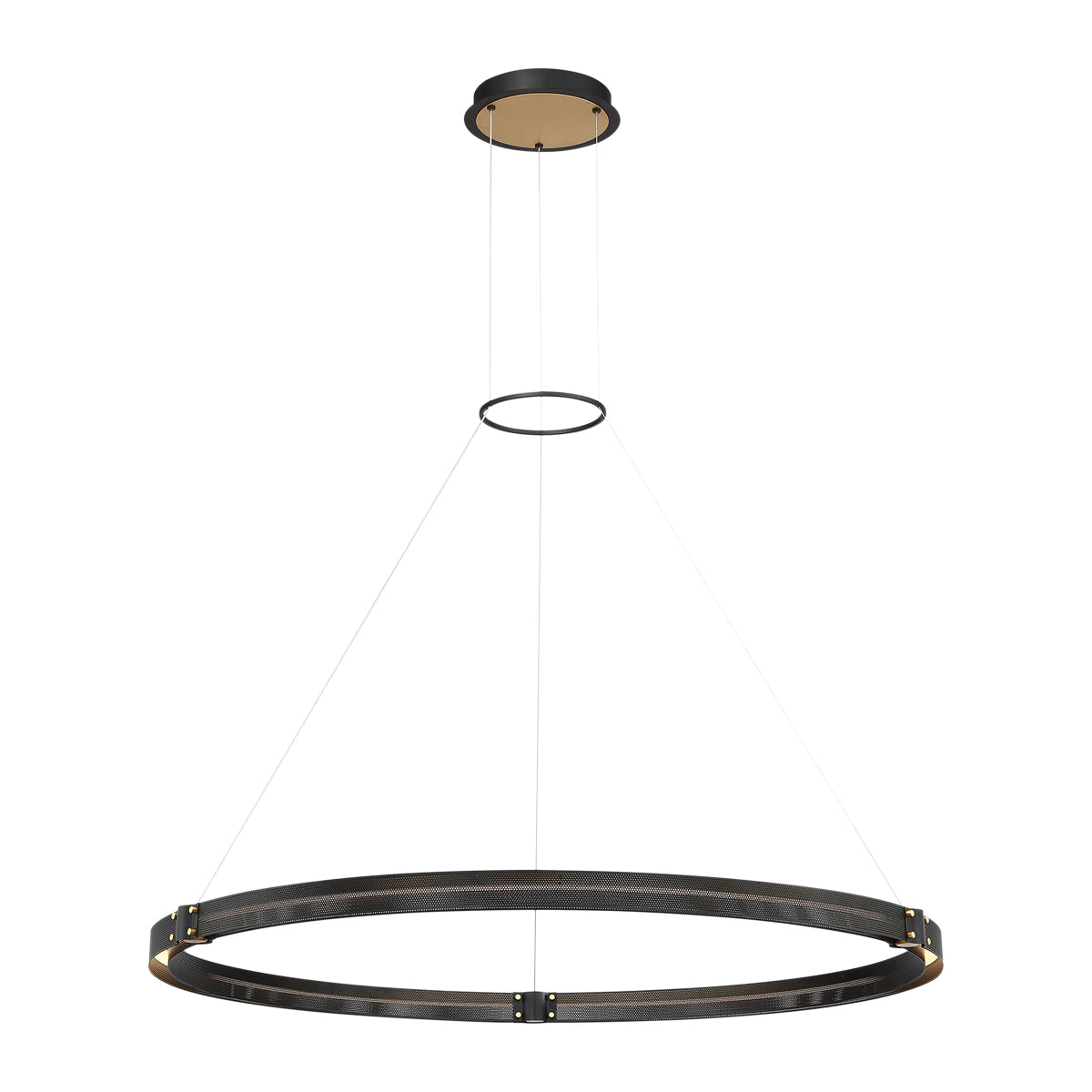 Eurofase Lighting Admiral 48" Medium Round Matte Black/Gold Metal Dimmable Integrated LED Chandelier With Soft White Acrylic Shade