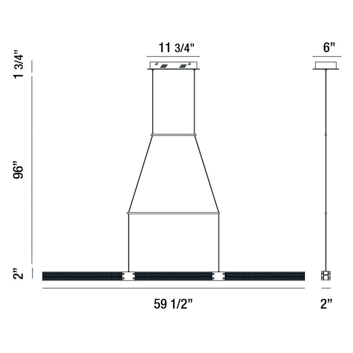 Eurofase Lighting Admiral 60" Medium Linear Matte Black/Gold Metal Dimmable Integrated LED Chandelier With Soft White Acrylic Shade