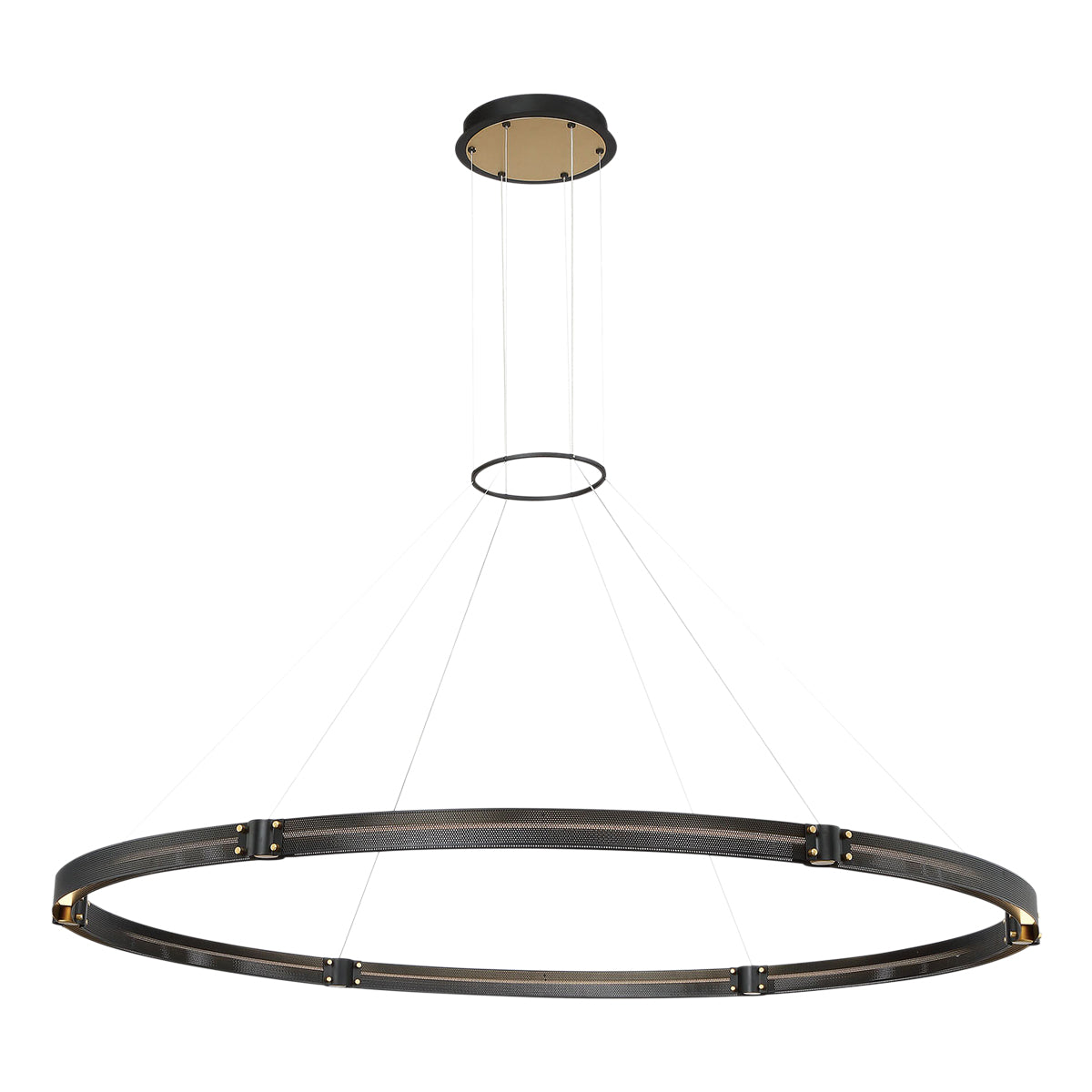 Eurofase Lighting Admiral 62" Large Round Matte Black/Gold Metal Dimmable Integrated LED Chandelier With Soft White Acrylic Shade