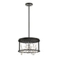 Eurofase Lighting Aerie 19" 4-Light Dimmable Integrated LED Round Black Open-Cage Framed Chandelier With Silver Free-Flowing Gilded Branch Accents