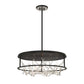 Eurofase Lighting Aerie 30" 7-Light Dimmable Integrated LED Round Black Open-Cage Framed Chandelier With Silver Free-Flowing Gilded Branch Accents