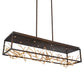 Eurofase Lighting Aerie 42" 8-Light Dimmable Integrated LED Rectangular Bronze Open-Cage Framed Chandelier With Gold Free-Flowing Gilded Branch Accents