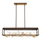 Eurofase Lighting Aerie 42" 8-Light Dimmable Integrated LED Rectangular Bronze Open-Cage Framed Chandelier With Gold Free-Flowing Gilded Branch Accents