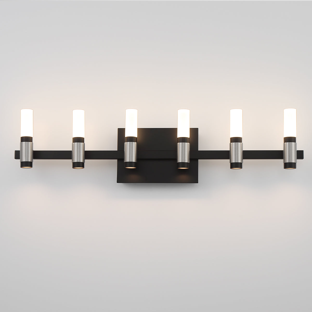 Eurofase Lighting Albany 27" 6-Light Dimmable Integrated LED Silver & Black Vanity Light