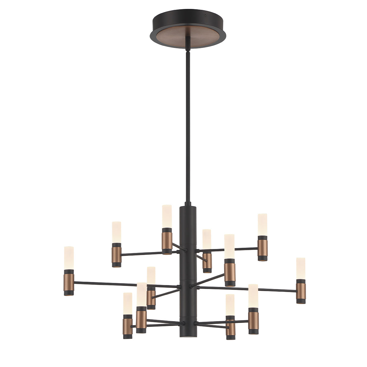 Eurofase Lighting Albany 29" 12-Light 3-Tier Dimmable Integrated LED Brass & Black Chandelier