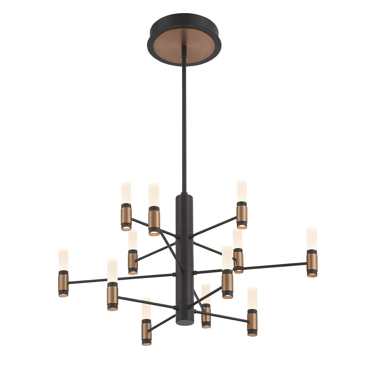 Eurofase Lighting Albany 29" 12-Light 3-Tier Dimmable Integrated LED Brass & Black Chandelier