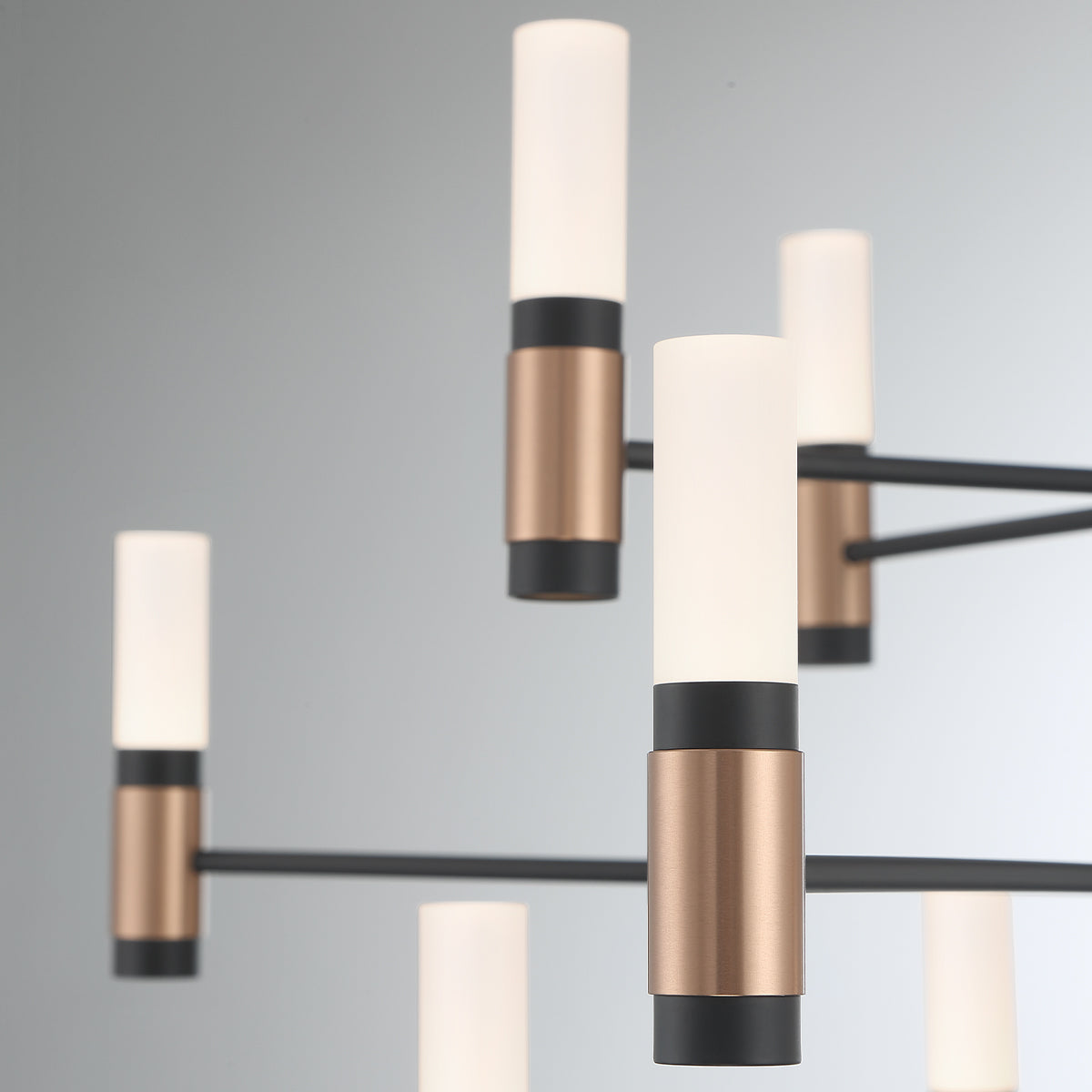 Eurofase Lighting Albany 29" 12-Light 3-Tier Dimmable Integrated LED Brass & Black Chandelier