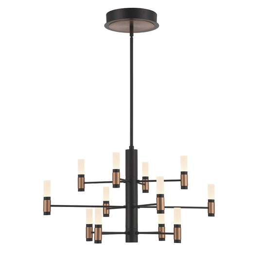 Eurofase Lighting Albany 29" 12-Light 3-Tier Dimmable Integrated LED Brass & Black Chandelier