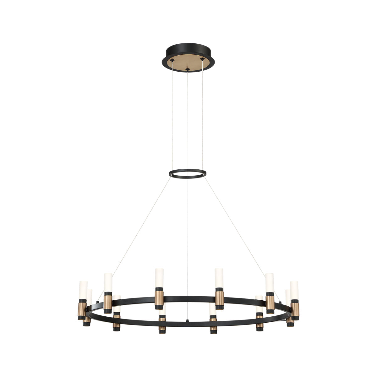 Eurofase Lighting Albany 32" 12-Light Dimmable Integrated LED Brass & Black Chandelier