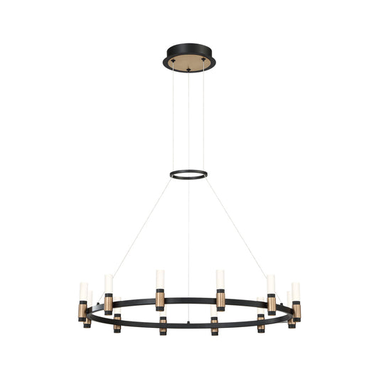 Eurofase Lighting Albany 32" 12-Light Dimmable Integrated LED Brass & Black Chandelier