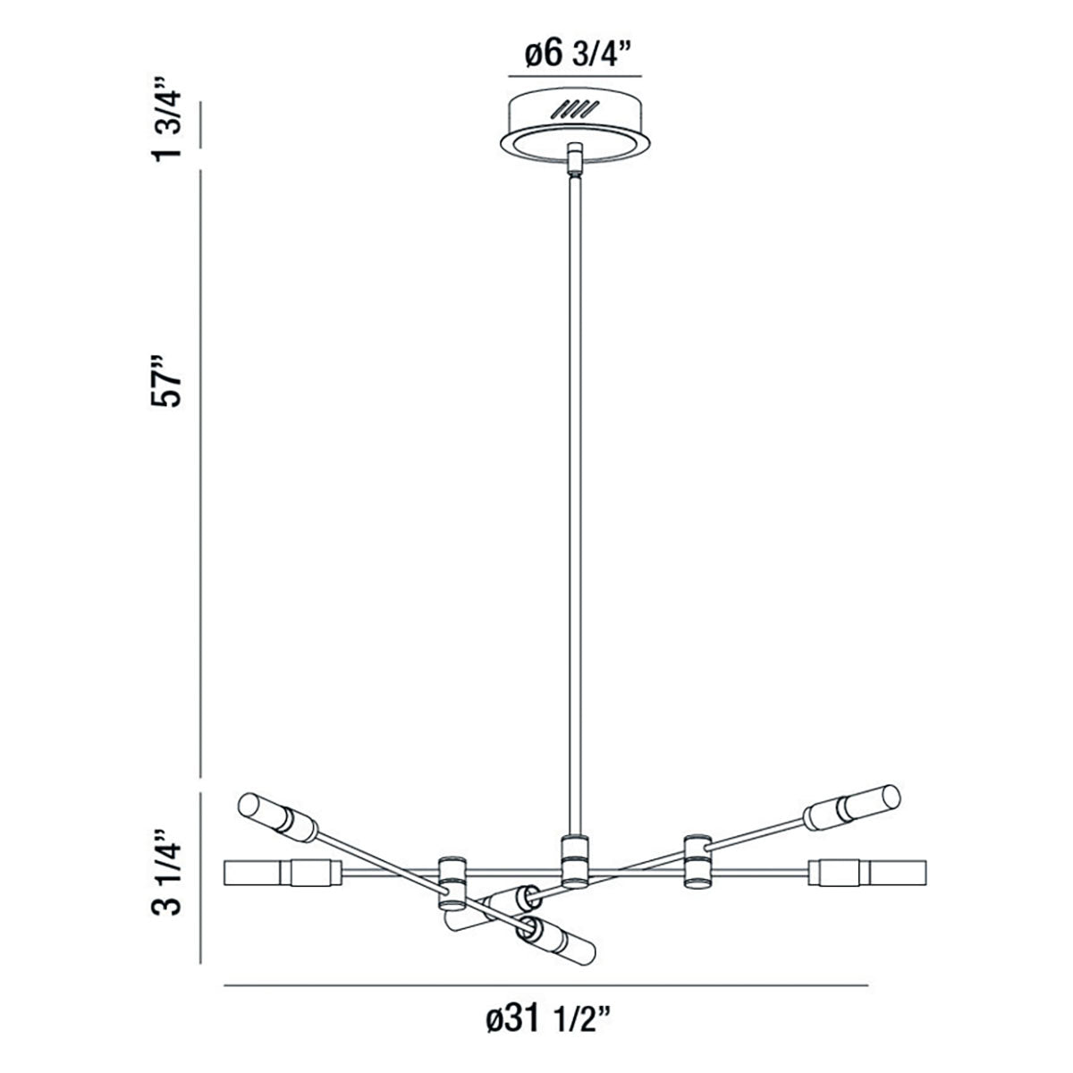 Eurofase Lighting Albany 32" 6-Light Dimmable Integrated LED Brass & Black Chandelier