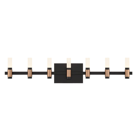 Eurofase Lighting Albany 32" 7-Light Dimmable Integrated LED Brass & Black Vanity Light