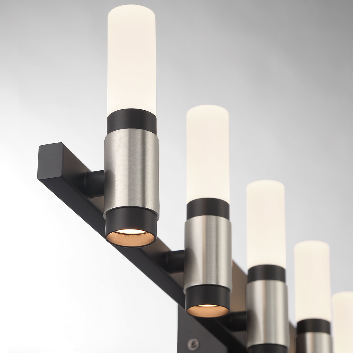 Eurofase Lighting Albany 32" 7-Light Dimmable Integrated LED Silver & Black Mix Vanity Light