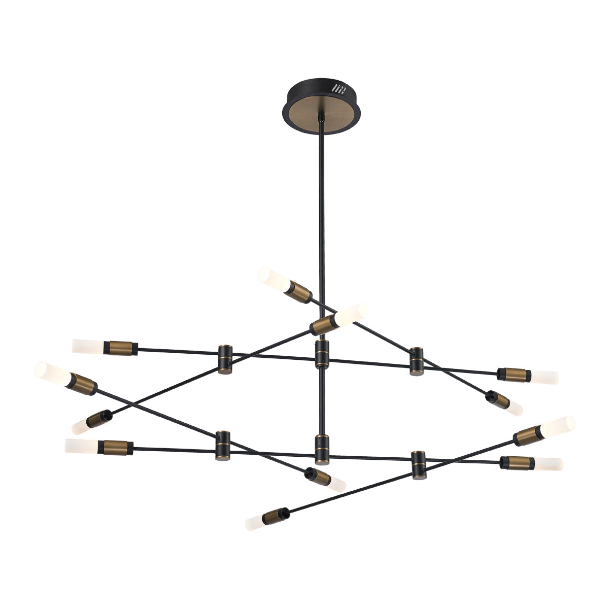 Eurofase Lighting Albany 41" 12-Light Dimmable Integrated LED Brass & Black Chandelier