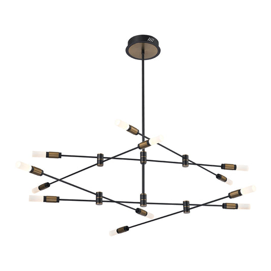 Eurofase Lighting Albany 41" 12-Light Dimmable Integrated LED Brass & Black Chandelier