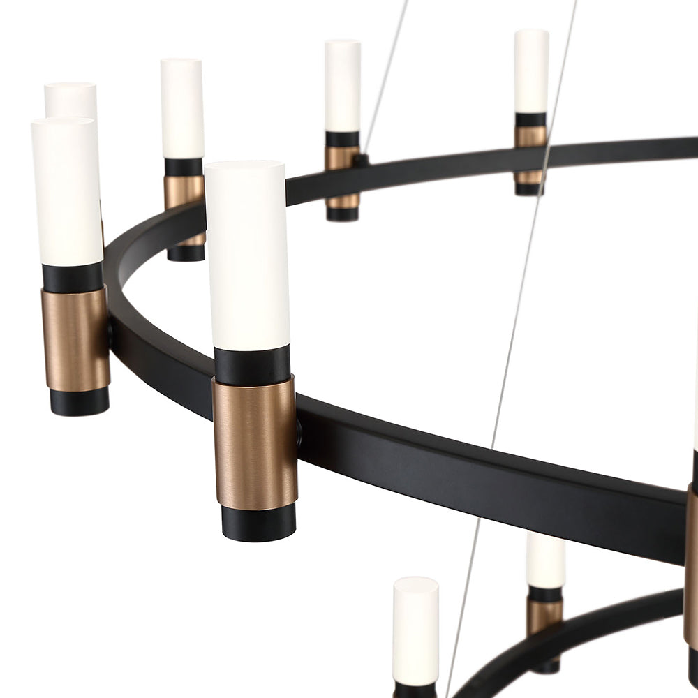 Eurofase Lighting Albany 60" 3-Tier Dimmable Integrated LED Brass & Black Chandelier