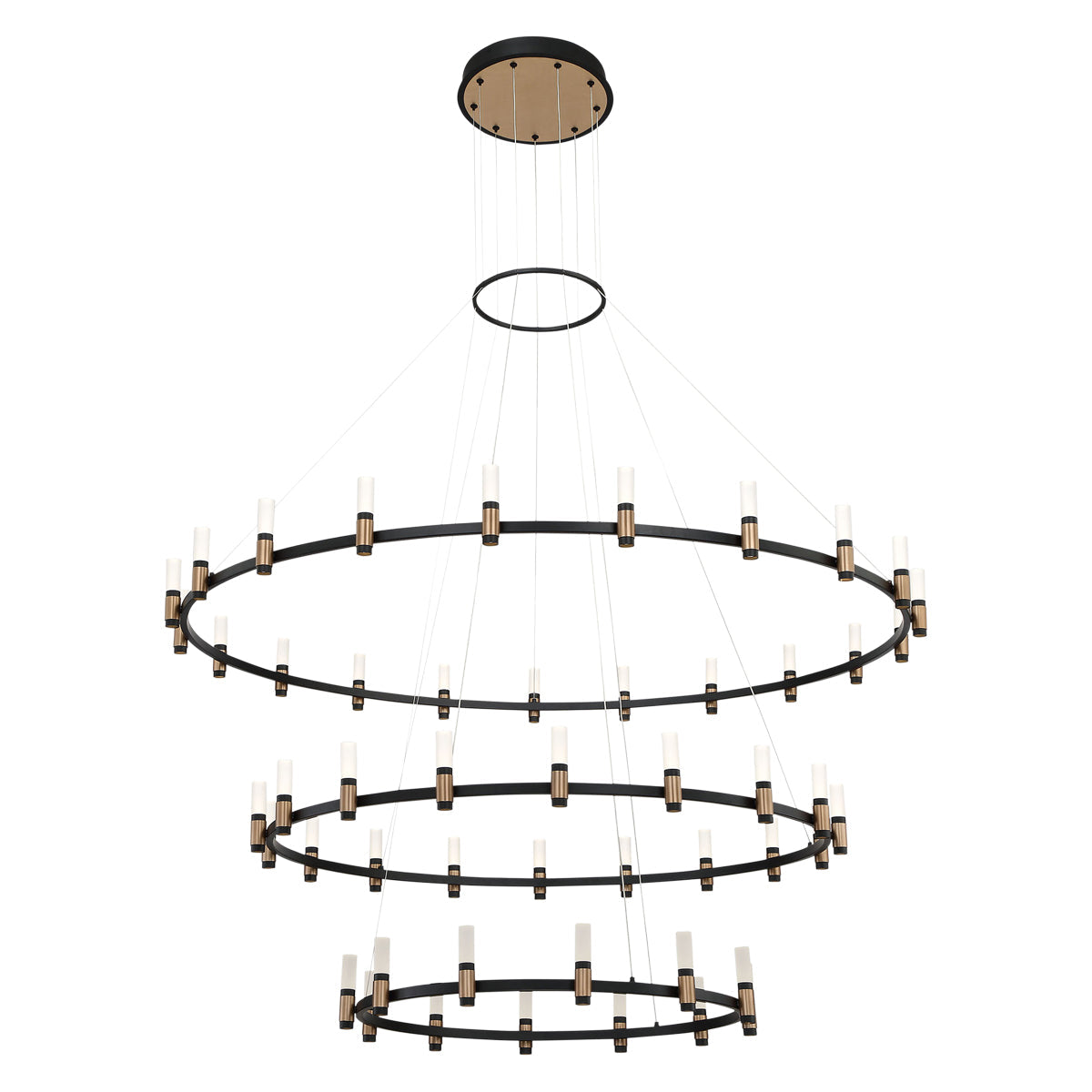 Eurofase Lighting Albany 60" 3-Tier Dimmable Integrated LED Brass & Black Chandelier