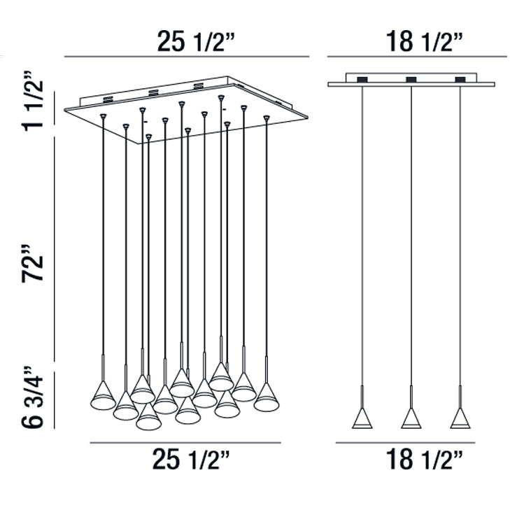 Eurofase Lighting Albion 26" 12-Light Square White Dimmable Integrated LED Chandelier With Frosted Acrylic Shades