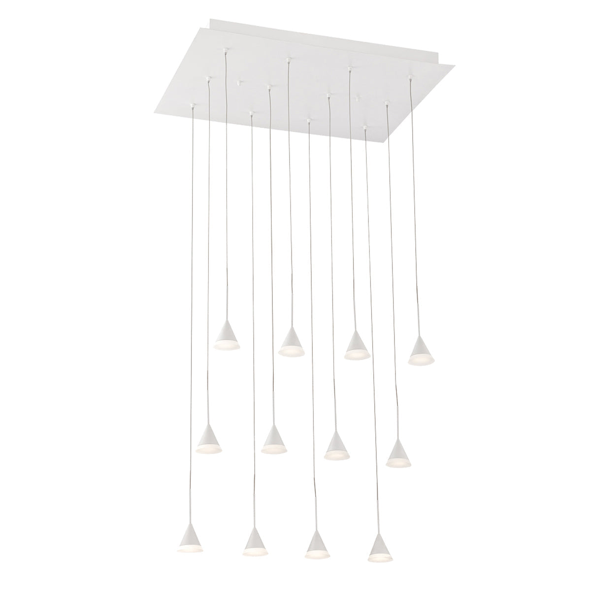 Eurofase Lighting Albion 26" 12-Light Square White Dimmable Integrated LED Chandelier With Frosted Acrylic Shades