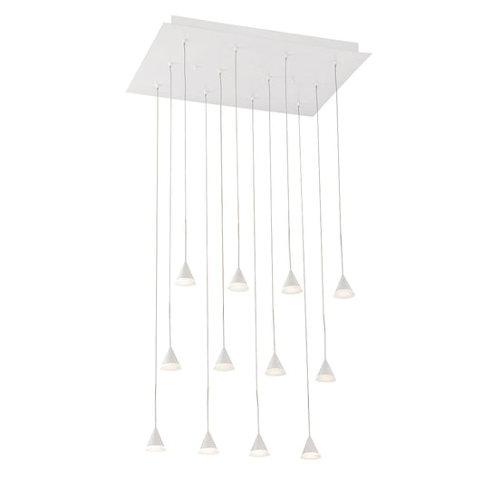 Eurofase Lighting Albion 26" 12-Light Square White Dimmable Integrated LED Chandelier With Frosted Acrylic Shades