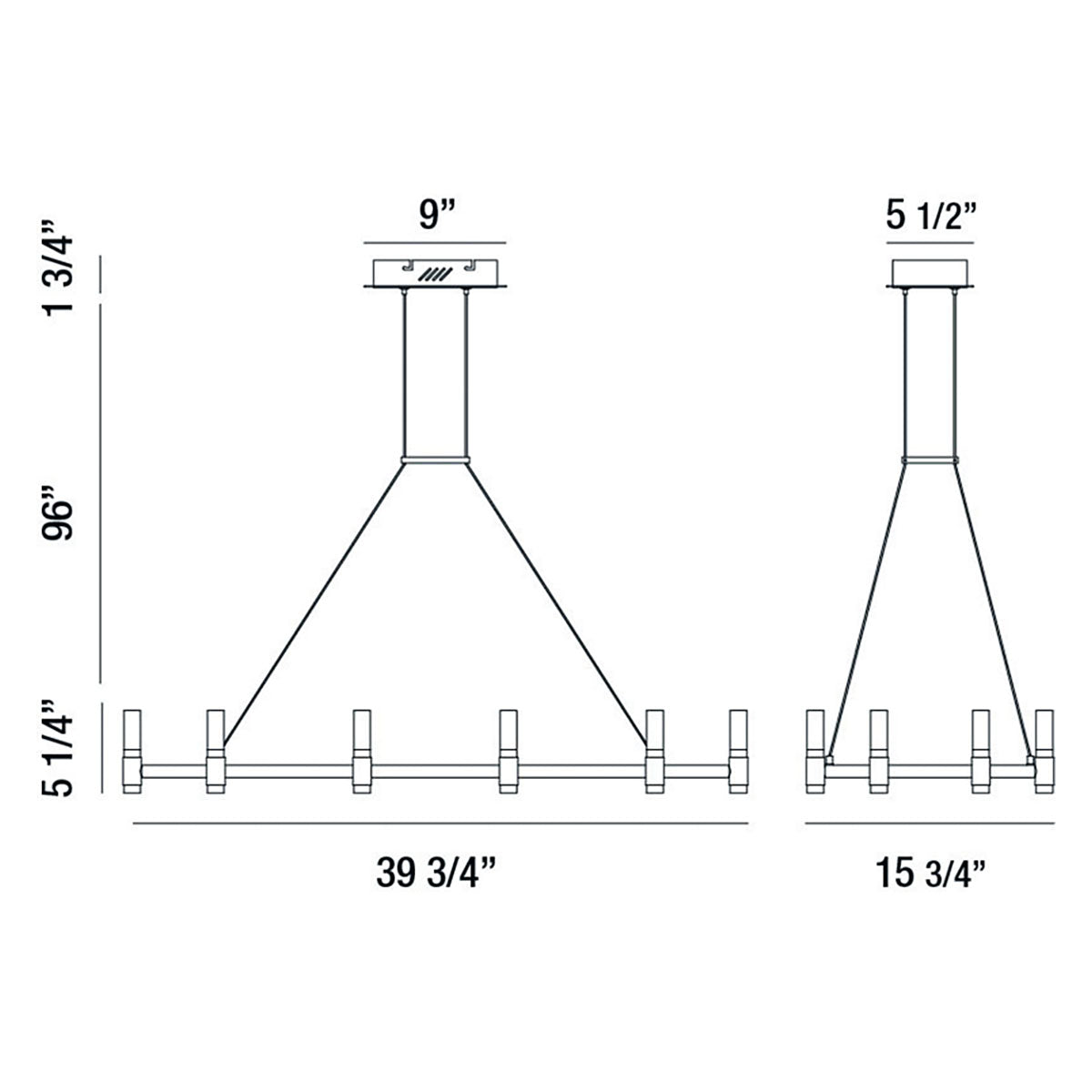 Eurofase Lighting Altamont 40" 12-Light Dimmable Integrated LED Metal Rectangular Black And Satin Nickel Chandelier With Soft White Acrylic Shades