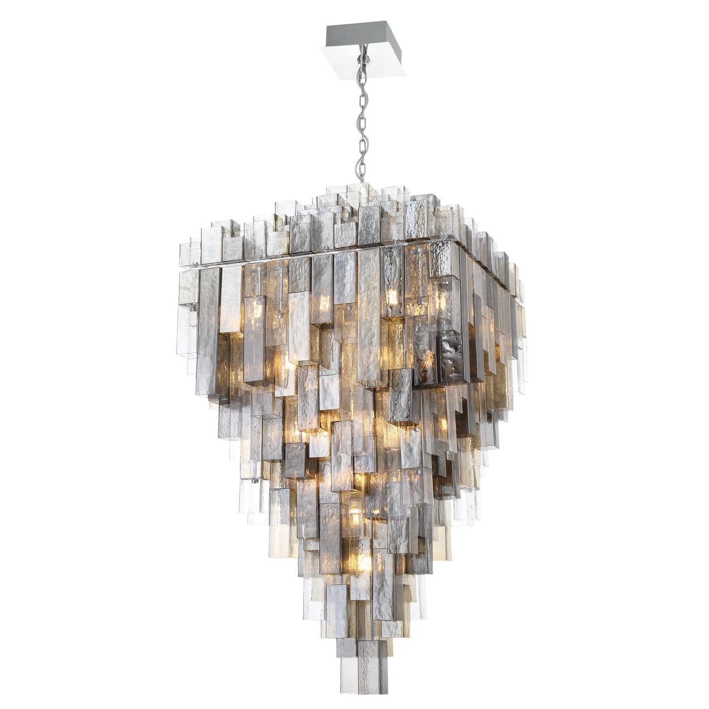 Eurofase Lighting Altesa 59" 46-Light Mixed Glass Shade Chrome Chandelier