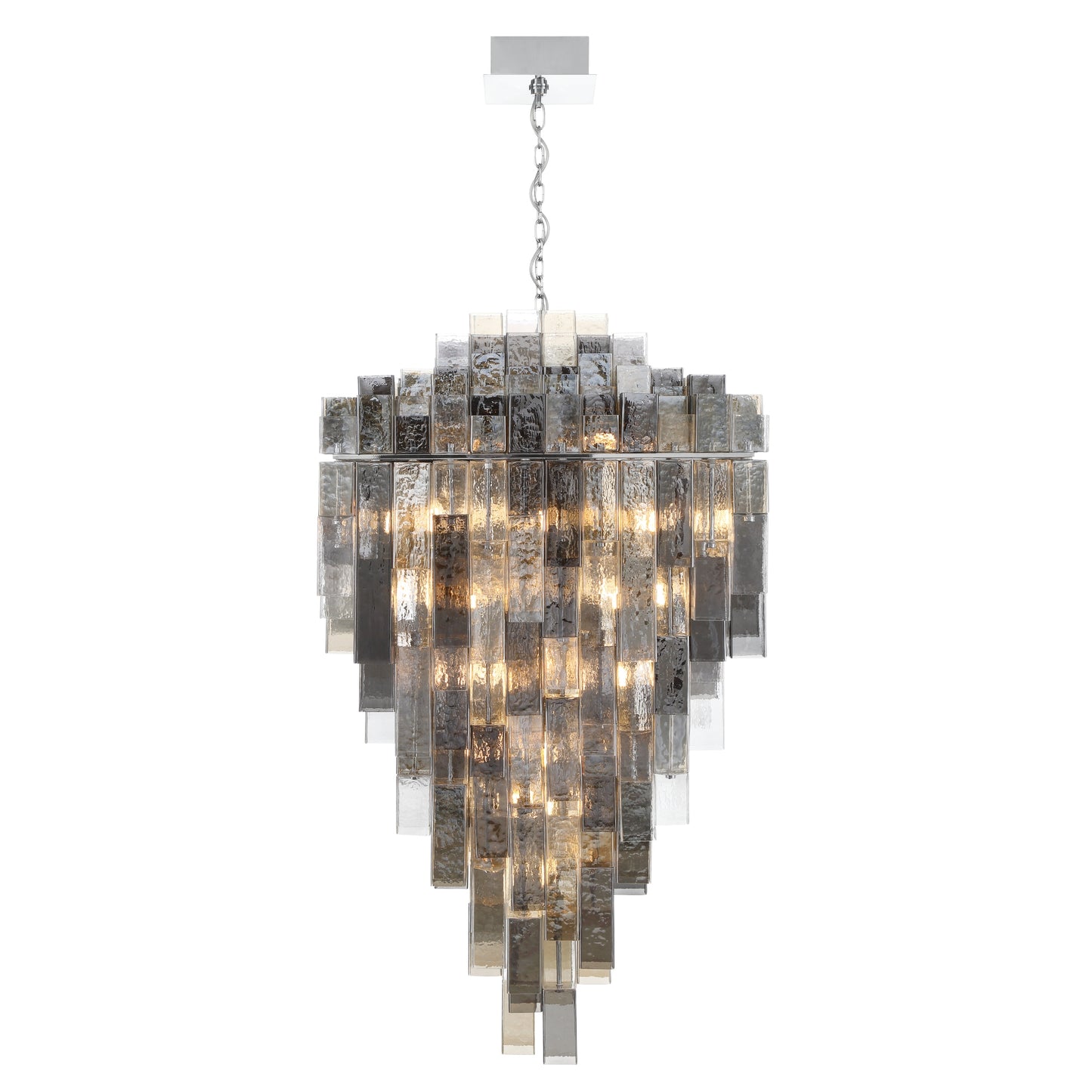 Eurofase Lighting Altesa 59" 46-Light Mixed Glass Shade Chrome Chandelier