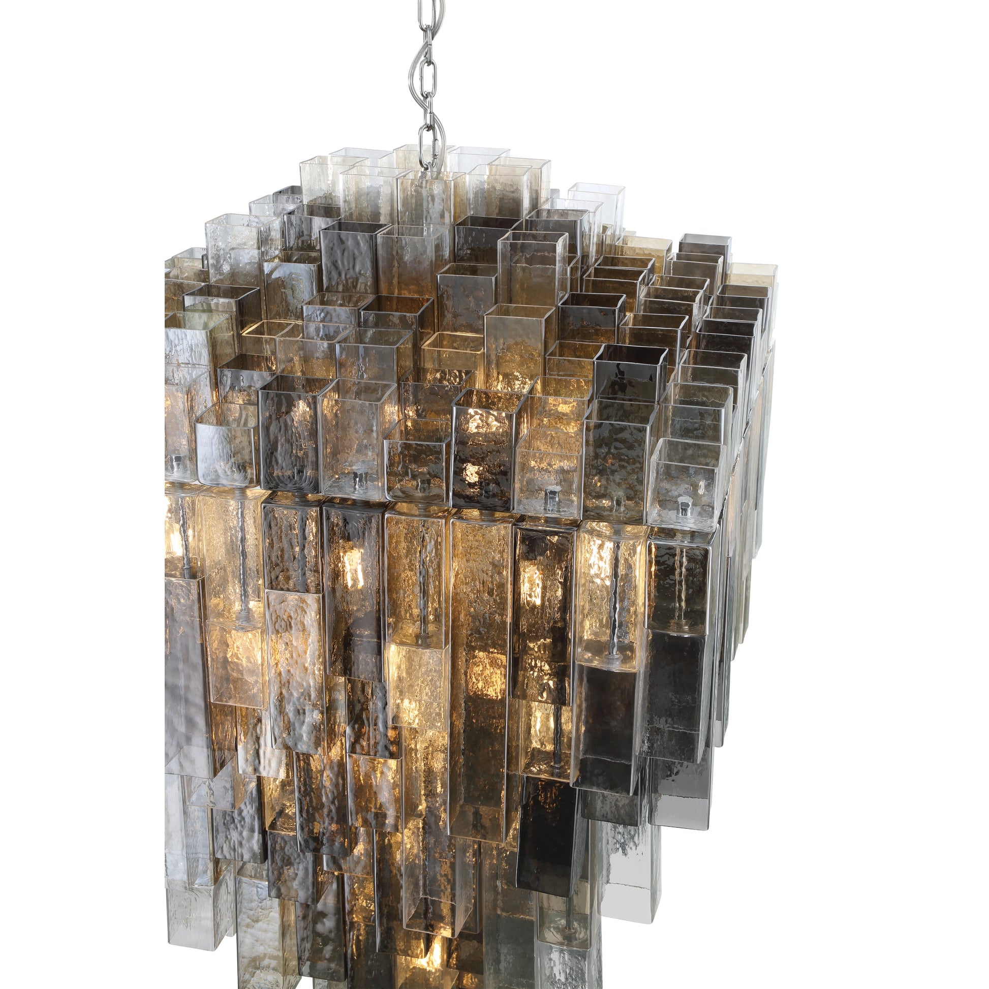 Eurofase Lighting Altesa 59" 46-Light Mixed Glass Shade Chrome Chandelier