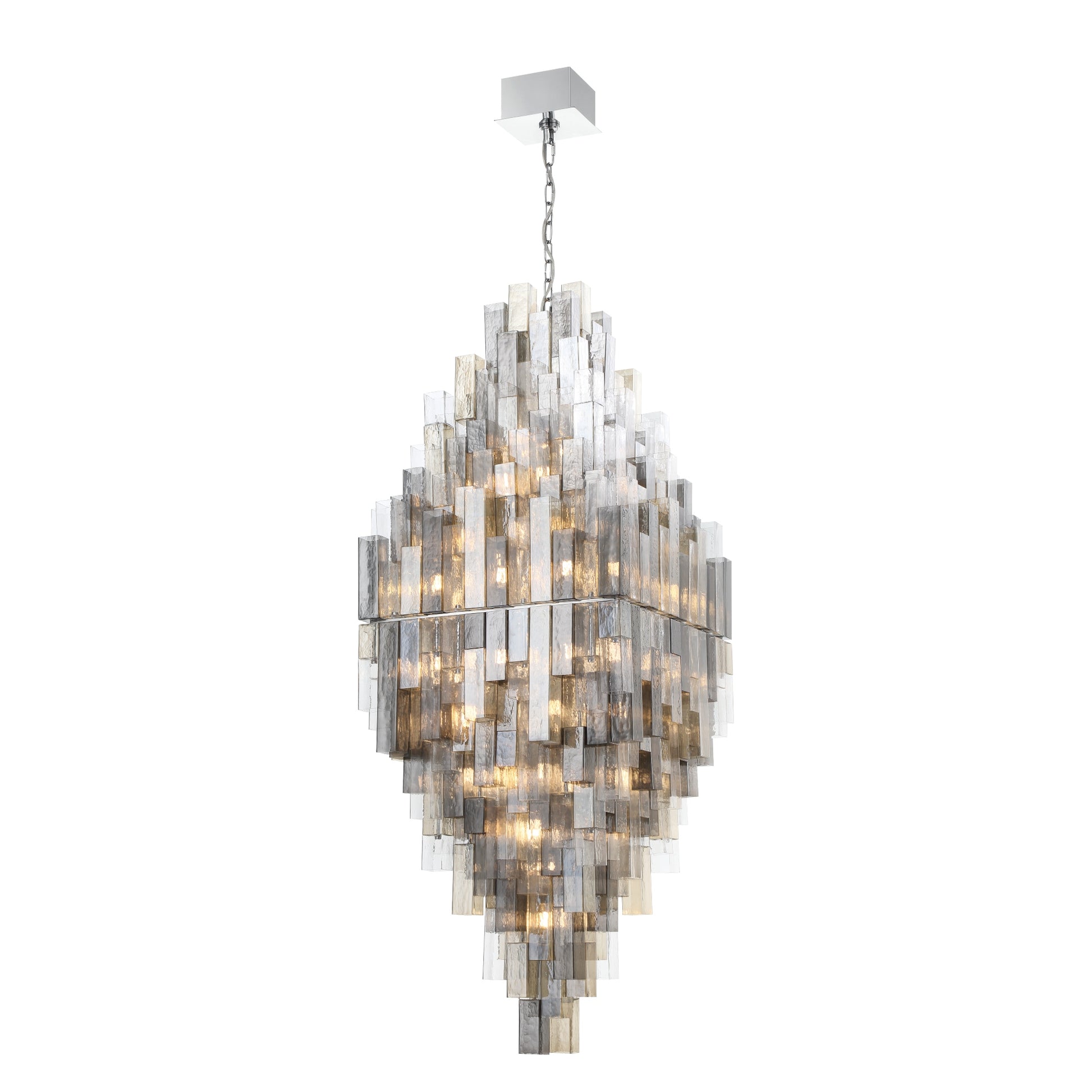 Eurofase Lighting Altesa 93" 68-Light Mixed Glass Shade Chrome Grand Chandelier