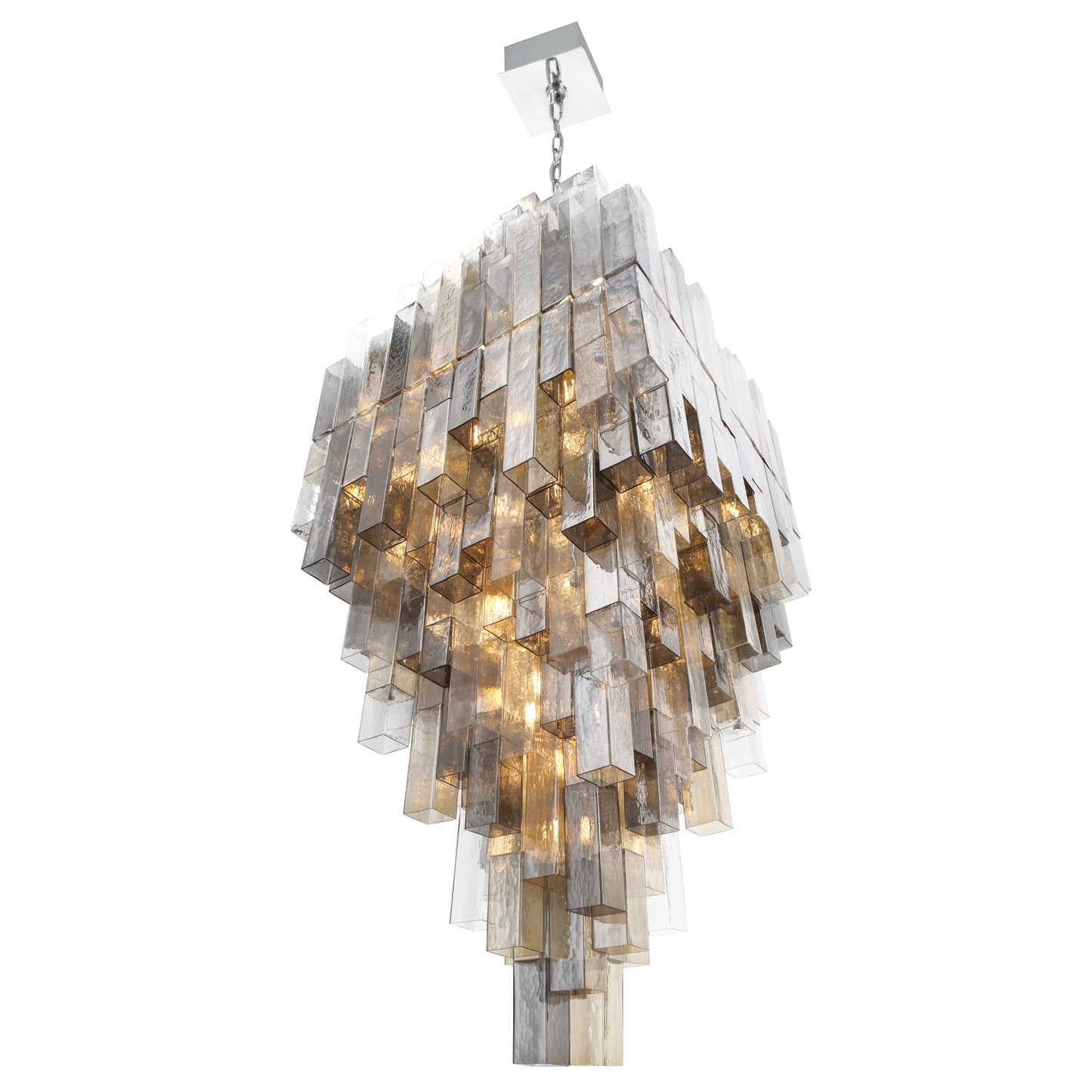 Eurofase Lighting Altesa 93" 68-Light Mixed Glass Shade Chrome Grand Chandelier