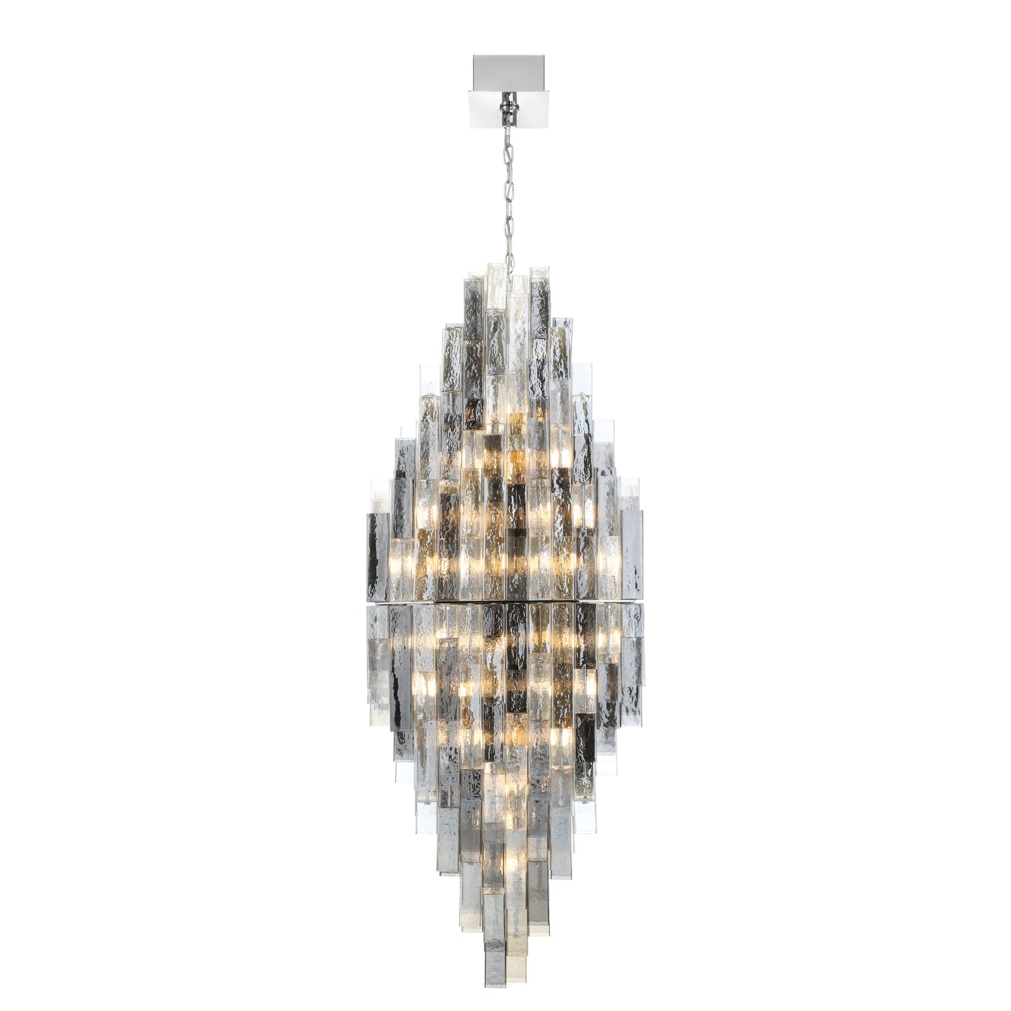 Eurofase Lighting Altesa 93" 68-Light Mixed Glass Shade Chrome Grand Chandelier