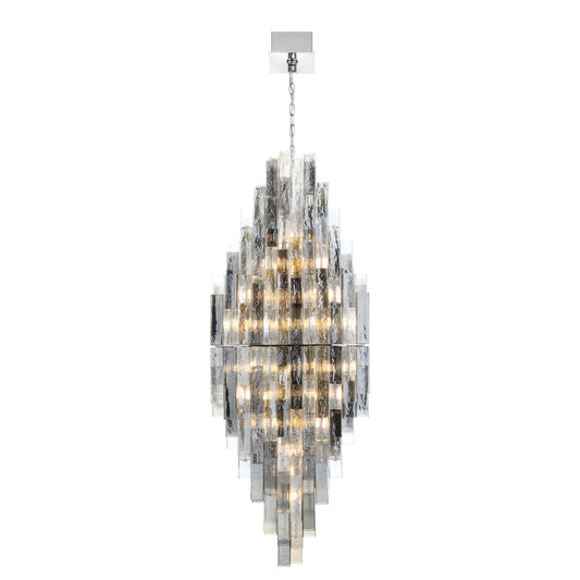 Eurofase Lighting Altesa 93" 68-Light Mixed Glass Shade Chrome Grand Chandelier