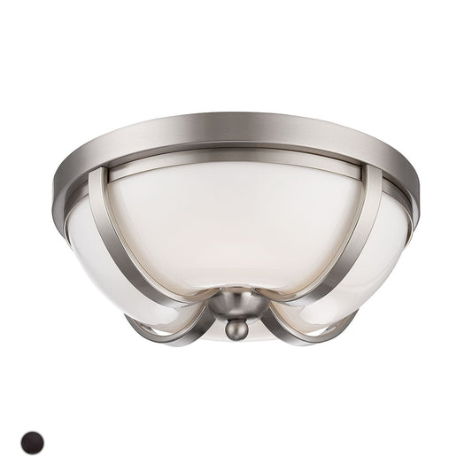 Eurofase Lighting Andrew 13" Dimmable Integrated LED Satin Nickel Flush Mount With Opal White Glass Shade