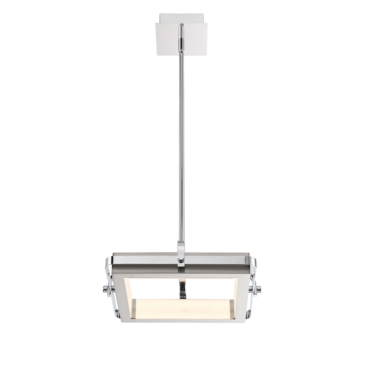 Eurofase Lighting Annilo 15" Dimmable Integrated LED Chrome Pendant Light With Satin Nickel Shade