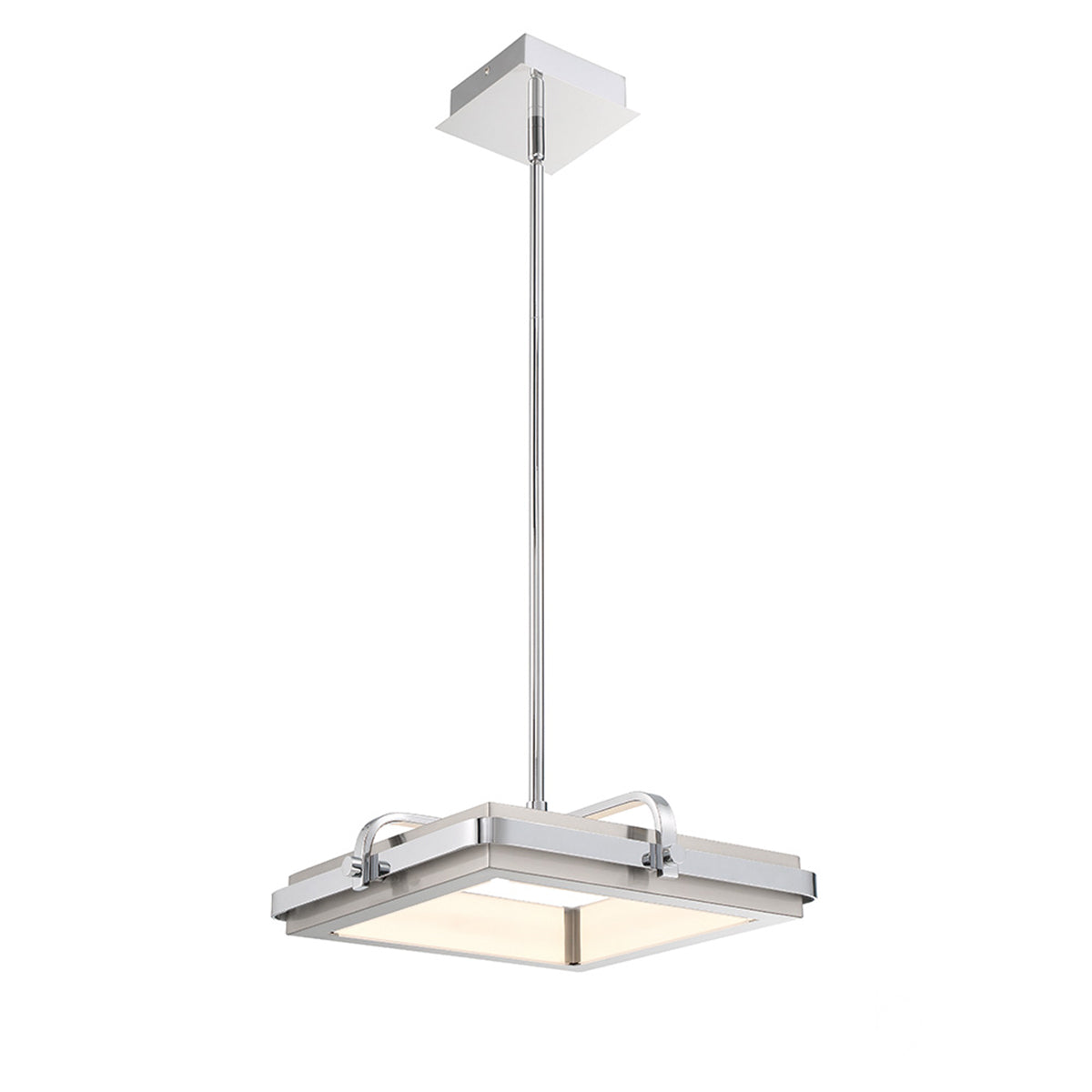 Eurofase Lighting Annilo 15" Dimmable Integrated LED Chrome Pendant Light With Satin Nickel Shade