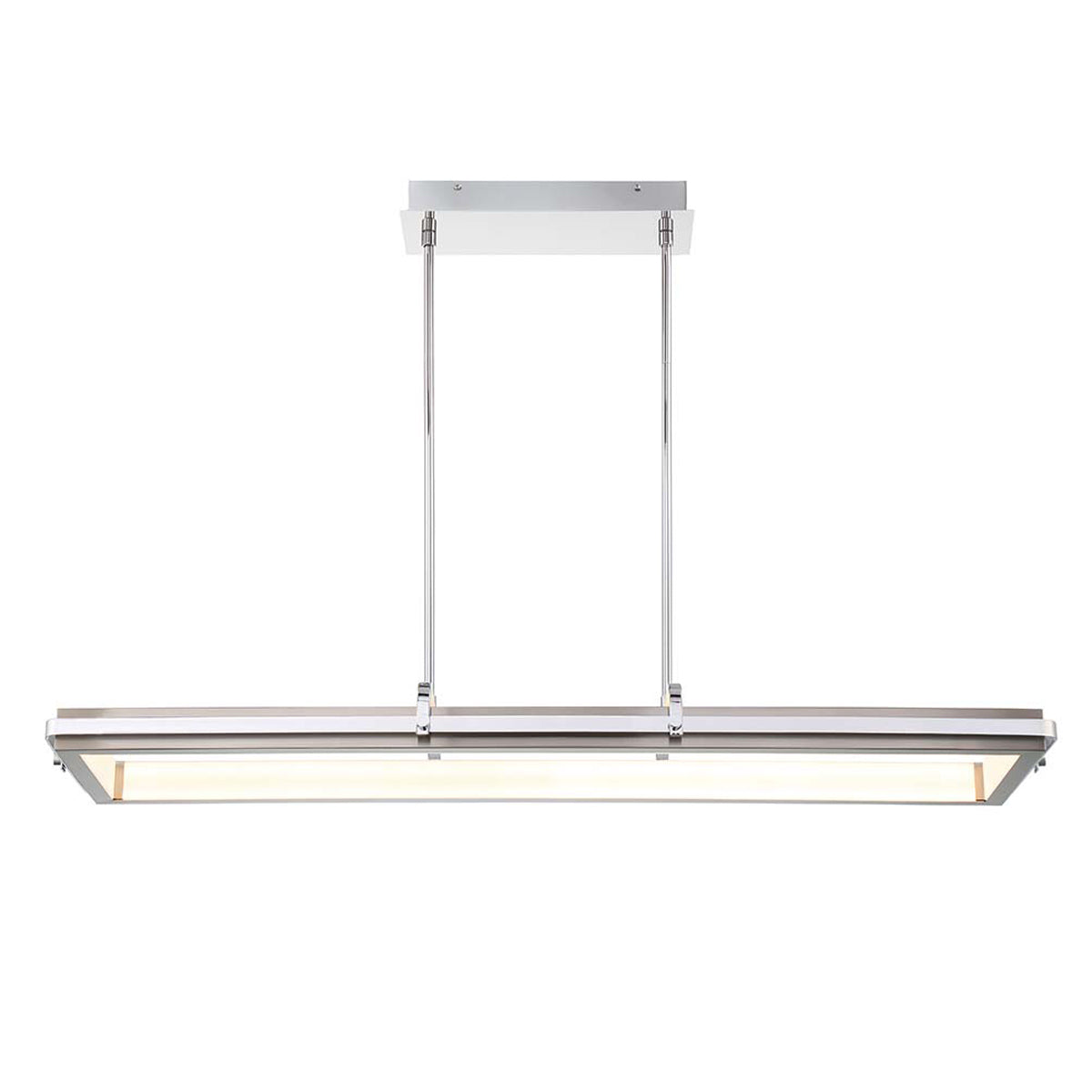 Eurofase Lighting Annilo 48" Dimmable Integrated LED Chrome Linear Chandelier With Satin Nickel Shade