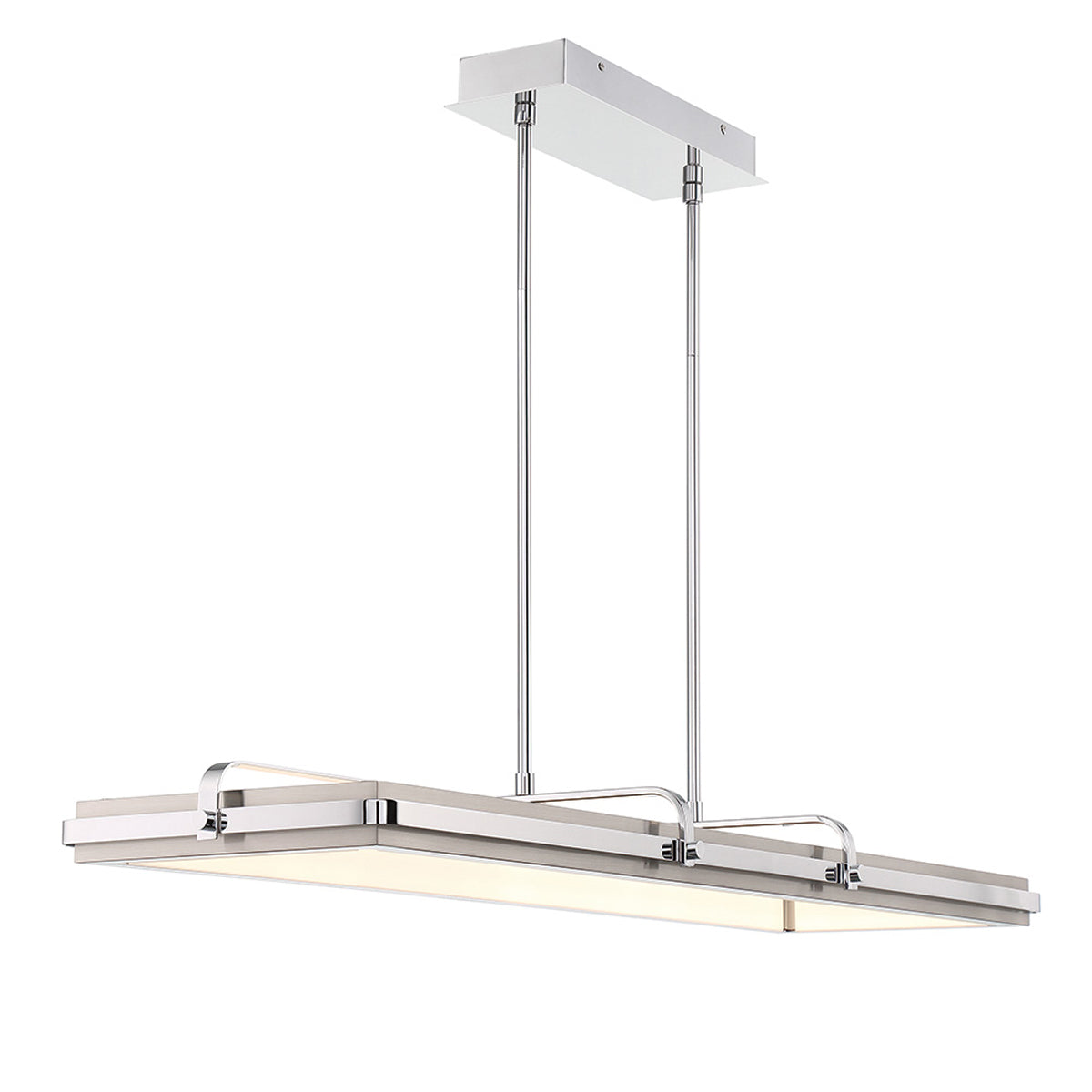 Eurofase Lighting Annilo 48" Dimmable Integrated LED Chrome Linear Chandelier With Satin Nickel Shade